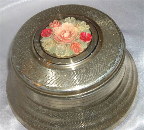 vintage metal powder boxes|vintage powder box.